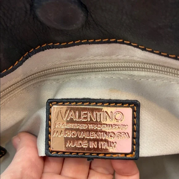 Valentino Black Leather Shoulder Bag with Chain Straps - Picture 7 of 13